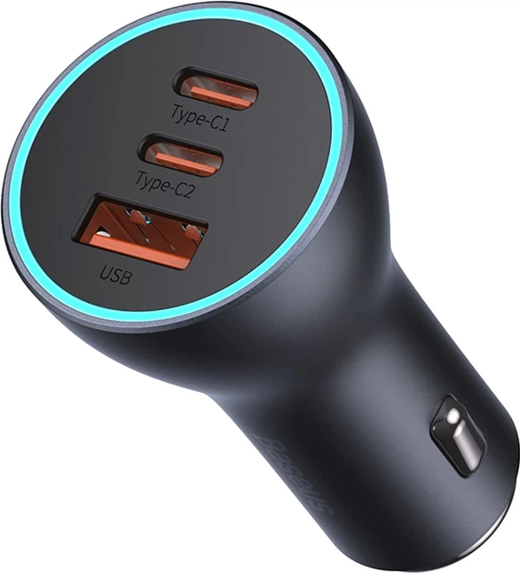 Ładowarka samochodowa Baseus Golden Contactor Pro Triple Fast Charger Car Charger 65 W U+C+C Dark Gray (CGJP010013) - Zdjęcie 1 Ładowarka samochodowa Baseus Golden Contactor Pro Triple Fast Charger Car Charger 65 W U+C+C Dark Gray (CGJP010013) - obraz 1