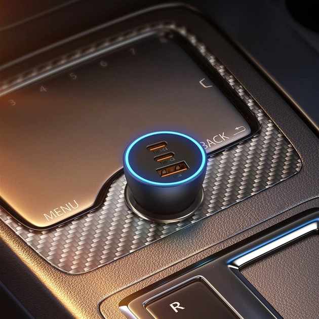 Ładowarka samochodowa Baseus Golden Contactor Pro Triple Fast Charger Car Charger 65 W U+C+C Dark Gray (CGJP010013) - Zdjęcie 7 Ładowarka samochodowa Baseus Golden Contactor Pro Triple Fast Charger Car Charger 65 W U+C+C Dark Gray (CGJP010013) - obraz 7