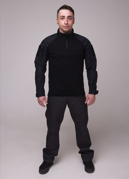 Костюм тактический рубашка убакс и брюки Карго GorLin 50 Черный (БР24/Т44) - изображение 1
