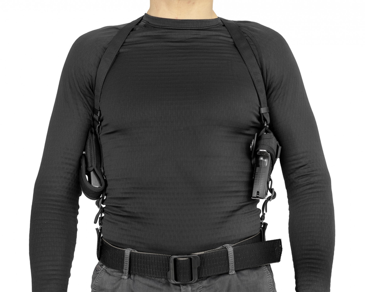 Подплечная/поясная/внутрибрючная синтетическая кобура A-LINE с подсумком магазина для Glock черная (5СУ1+) - изображение 1