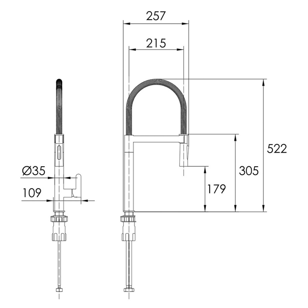 Смеситель для кухни с выдвижным изливом IMPRESE PIVOT f03408501SS - изображение 2