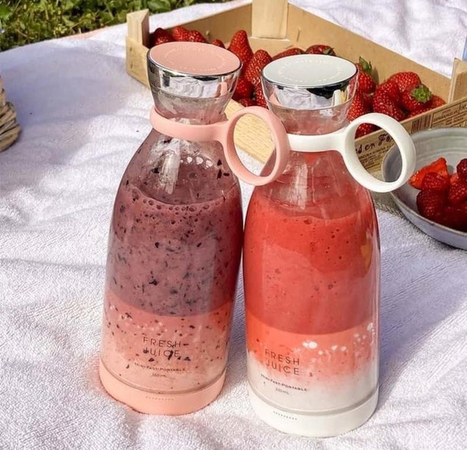 Портативный блендер бутылка для смузи Fresh juice аккумуляторный беспроводной розовый (арт.0930) - изображение 6