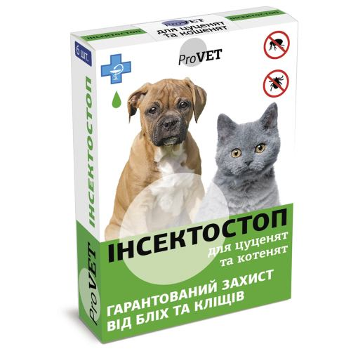 Капли на холку ProVET Инсектостоп для щенков до 3 кг (0,5мл) от внешних паразитов - Фото 1 Капли на холку ProVET Инсектостоп для щенков до 3 кг (0,5мл) от внешних паразитов - изображение 1