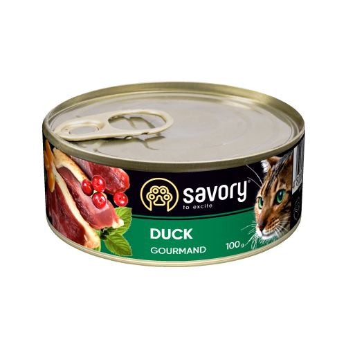 Влажный корм Savory для взрослых привередливых котов с уткой 10шт*100 г - Фото 1 Влажный корм Savory для взрослых привередливых котов с уткой 10шт*100 г - изображение 1