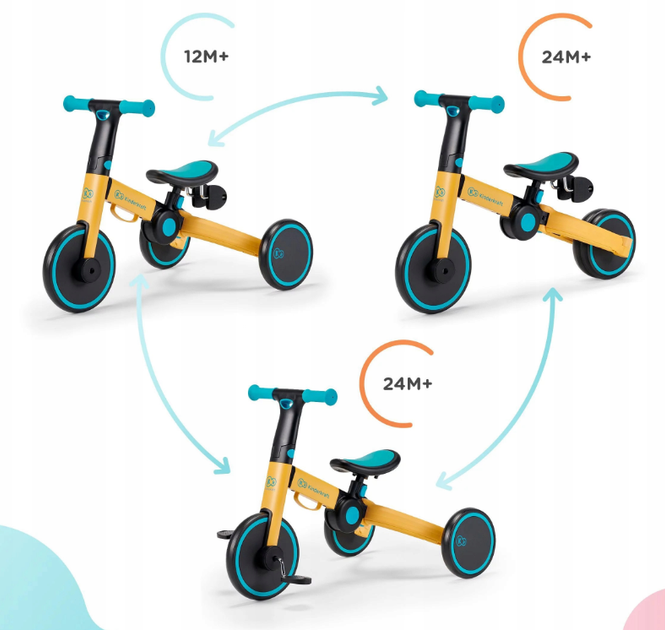 Трехколесный велосипед, беговел kinderkraft 4TRIKE 3в1 для детей от 1 до 5,5 лет - Фото 5 Трехколесный велосипед, беговел kinderkraft 4TRIKE 3в1 для детей от 1 до 5,5 лет - изображение 5