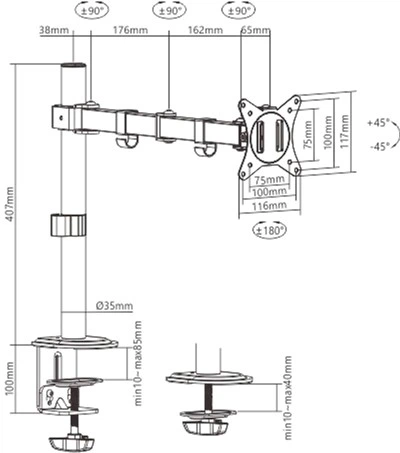 Uchwyt monitora 17-32" Gembird MA-D1-01 - obraz 2