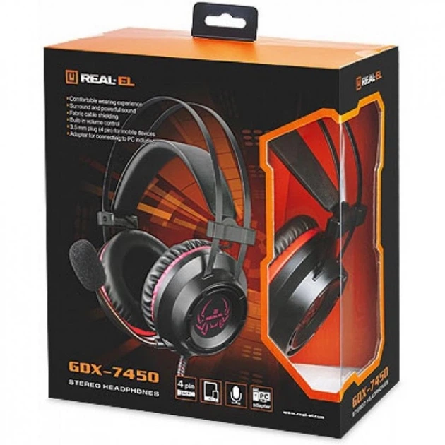 Наушники REAL-EL GDX-7450 Black - Фото 12 Наушники REAL-EL GDX-7450 Black - изображение 12