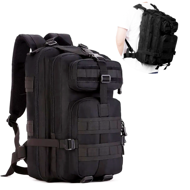 Армійський тактичний рюкзак M07 45л (50х30х20 см), Чорний - зображення 1