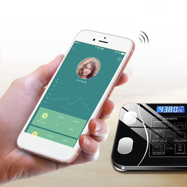 Напольные умные фитнес весы до 180кг, с Bluetooth, A-8003, Черный - изображение 4