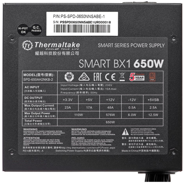 Zasilacz Thermaltake Smart BX1 650W (PS-SPD-0650NNSABE-1) - obraz 9