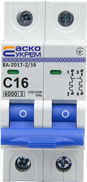 Автоматический выключатель 2P 16А 6кА "C" [A0010170012] ВА-2017 АСКО ...
