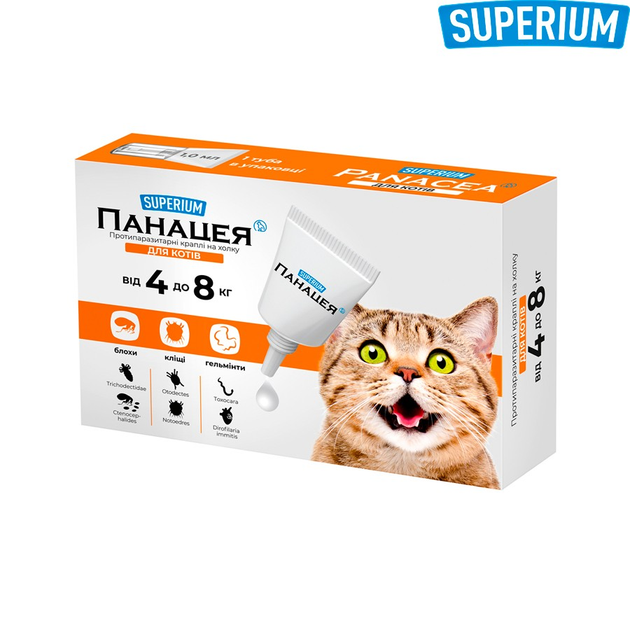 Противопаразитарные таблетки SUPERIUM (СУПЕРІУМ) Panacea для котов от 4 ...