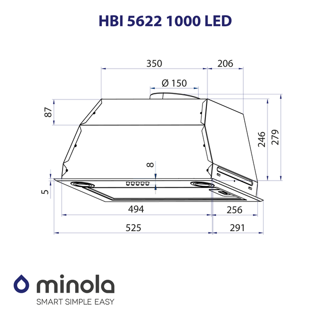 Витяжка Minola HBI 5622 BLF 1000 LED - зображення 8