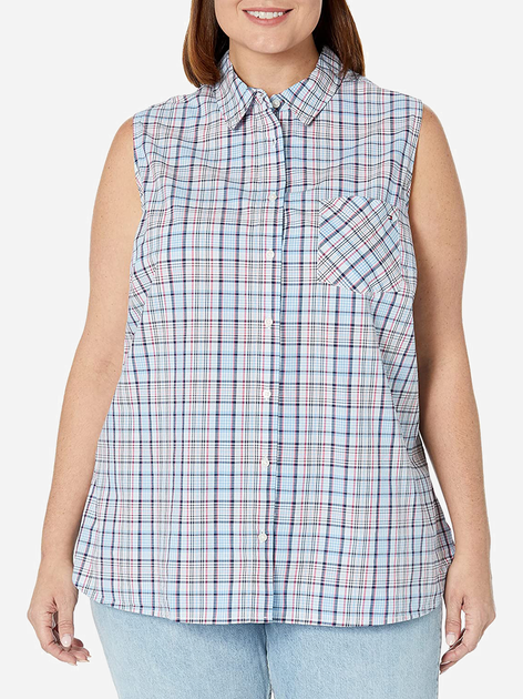 Рубашка хлопковая женская Tommy Hilfiger 471864904 3X Синяя в клетку ...