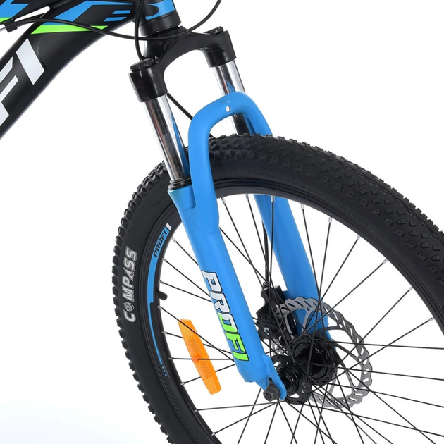 Велосипед "OPTIMAL" PROF1 G24OPTIMAL A24.4 24 д. Алюм.рама 13", SHIMANO 21SP, DB, FW TZ500, чорний-блакитний - зображення 4