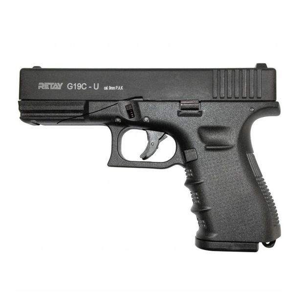 Пистолет стартовый Retay G 19C Glock 19 14-зарядный сигнально-шумовой под холостой патрон черный Ретей Глок 19 (X614209B19) - изображение 1