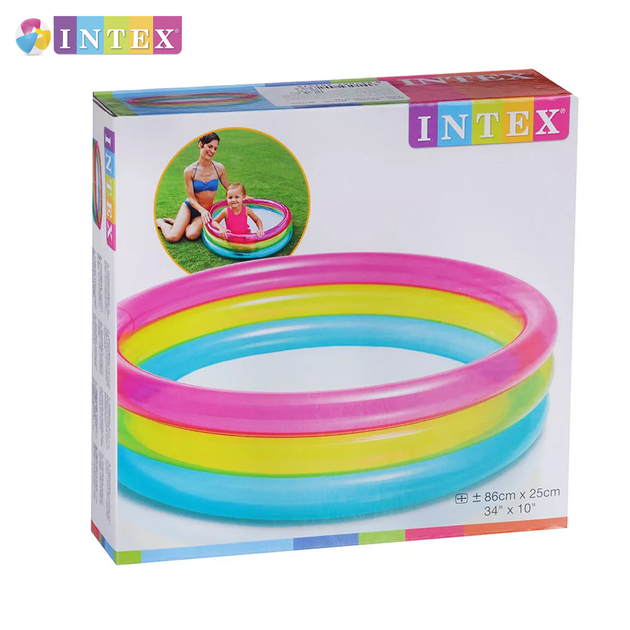 Детский надувной бассейн "Радуга" Intex 57104 NP. Размером 86x25см, объём 63л, от 1 года - изображение 3