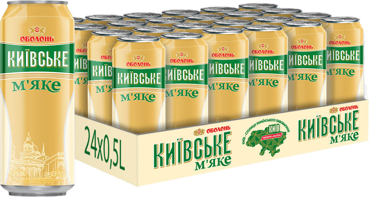 Упаковка пива Оболонь Киевское мягкое светлое фильтрованное 4.2% 0.5 л ...