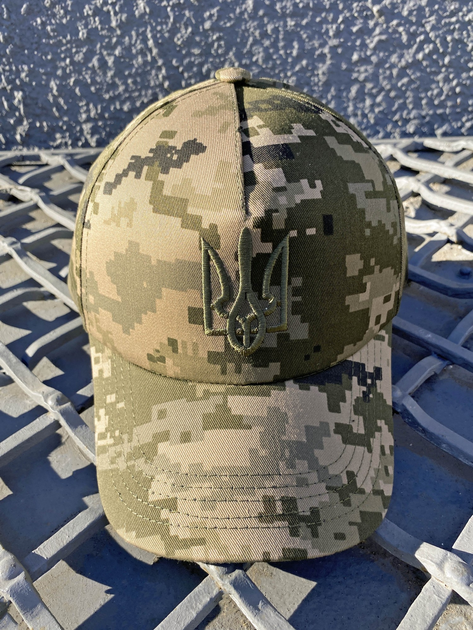 Тактична Кепка піксель ЗСУ, Бейсболка піксель з тризубом, Літня армійська кепка регульована - зображення 1