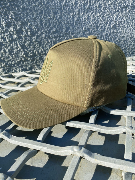 Тактична Кепка олива ЗСУ, Бейсболка оливкова з тризубом, Літня армійська кепка регульована - зображення 2