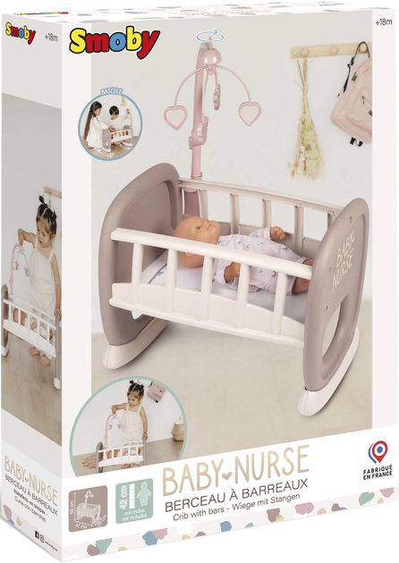 Smoby Toys Baby Nurse kołyska z karuzelą szaro-biała (7600220372) - obraz 2