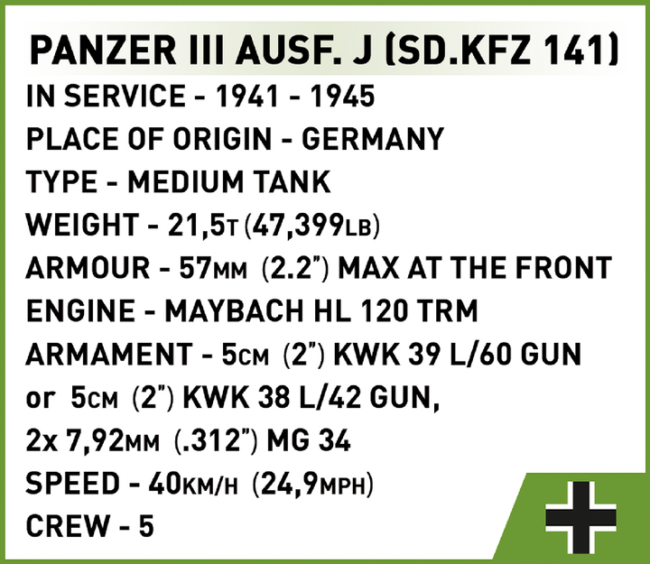 Klocki konstrukcyjne Cobi II Wojna Światowa Czołg Panzer III 780 elementów (COBI-2562) - obraz 12