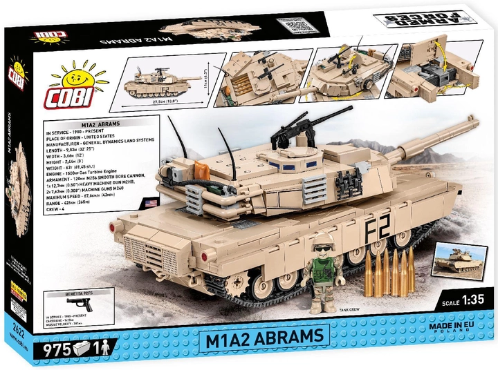 Klocki konstrukcyjne Cobi Czołg M1A2 Abrams 975 elementów (COBI-2622) - obraz 2