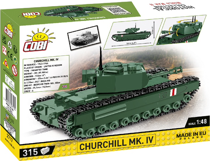 Klocki konstrukcyjne Cobi II Wojna Światowa Czołg Mk IV Churchill A22 315 elementów (COBI-2717) - obraz 2