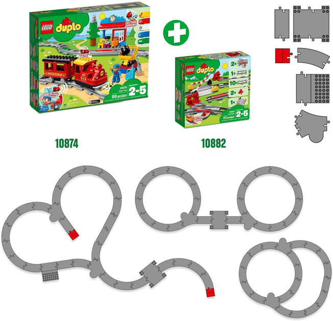 Zestaw klocków LEGO DUPLO Tory kolejowe 23 elementy (10882) - obraz 6