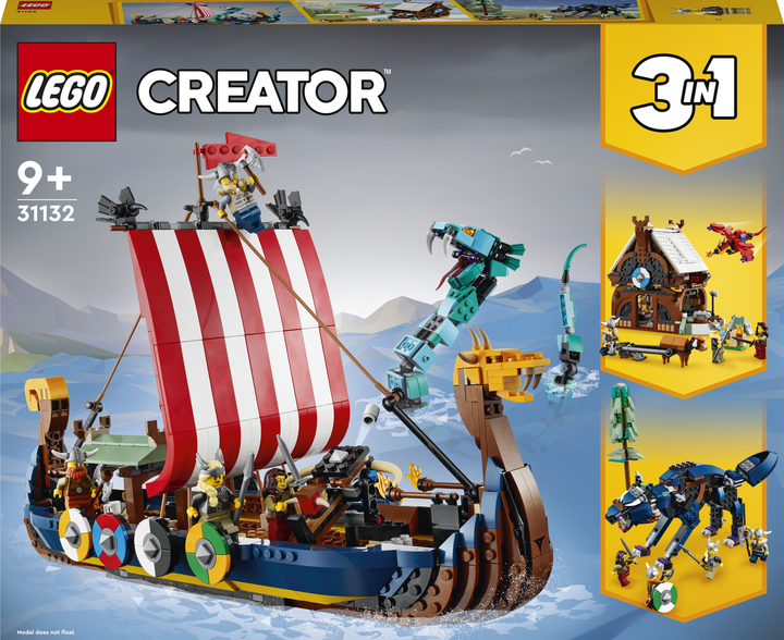 Zestaw klocków LEGO Creator Statek wikingów i wąż z Midgardu 1192 elementy (31132) - obraz 1