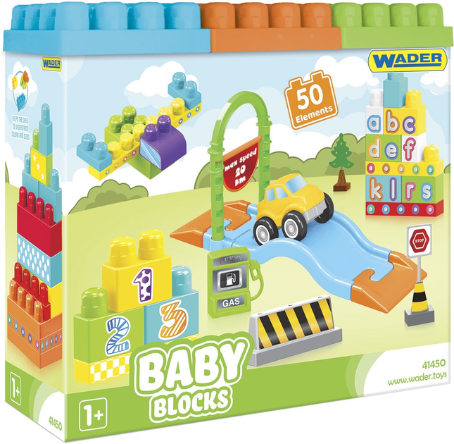 Конструктор Wader Baby Blocks Мої перші кубики 50 елементів у коробці (41450) (5900694414501) - зображення 1