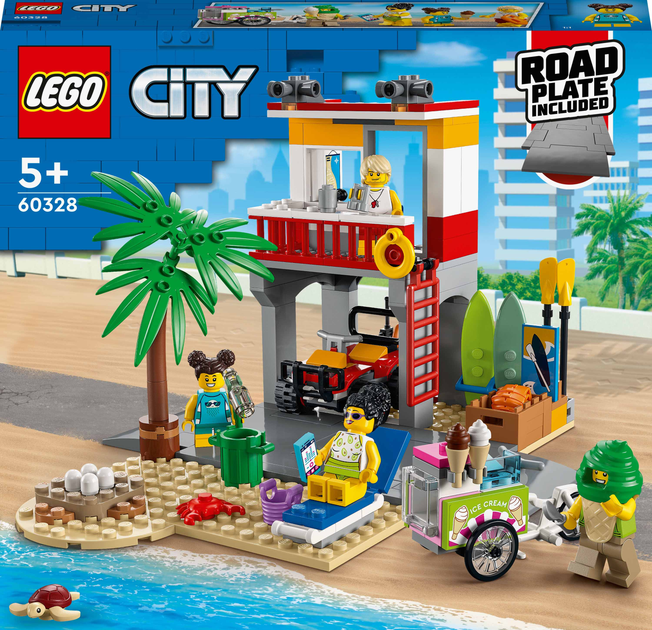 Zestaw klocków LEGO City Stanowisko ratownicze na plaży 211 elementów (60328) - obraz 1