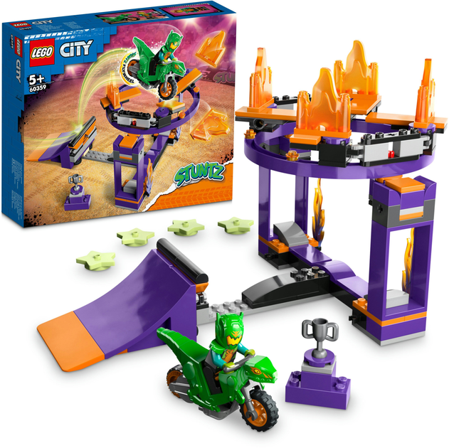 Zestaw klocków LEGO City Stuntz Wyzwanie kaskaderskie - rampa z kołem do przeskakiwania 144 elementy (60359) - obraz 6