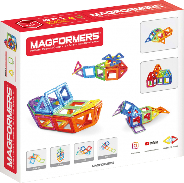 Klocki magnetyczne Magformers Podstawowy zestaw 30 elementów (701005) (8809134360019) - obraz 2
