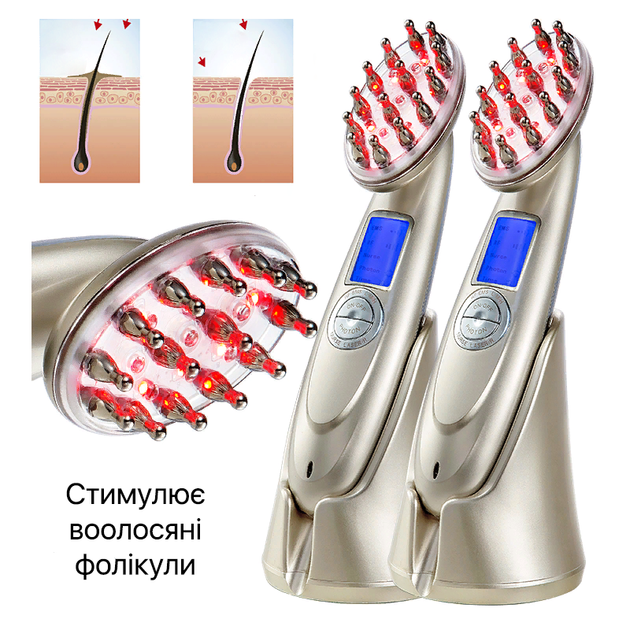 Электрическая расческа Skinyang для стимуляции роста волос с функцией RF лифтинга Золотой (0197) - изображение 6
