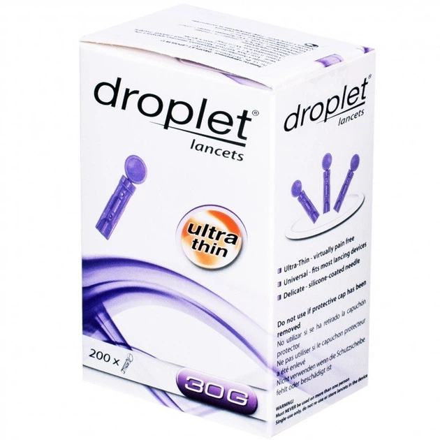 Ланцет медичний Droplet 30G 200 шт/уп - Фото 1 Ланцет медичний Droplet 30G 200 шт/уп - зображення 1