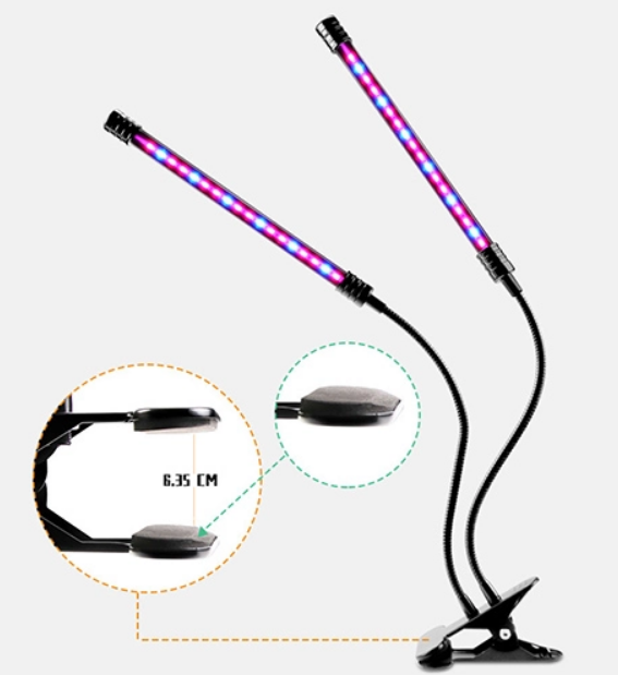 Світлодіодна led лід Фітолампа для рослин 2 гілки Plant Grow Leight з таймером - зображення 7