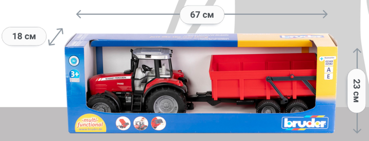 Трактор Bruder Massey Ferguson 7480 1:16 c причепом (02045) - зображення 2