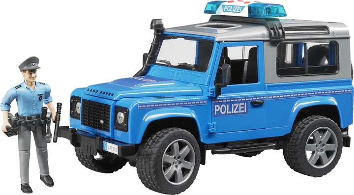 Zabawka Bruder Land Rover Defender Police z figurką policji M1:16 niebieska (02597) - obraz 1