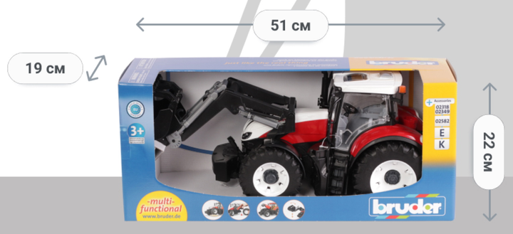 Zabawka Bruder Steyr 6300 Terrus Traktor z ładowaczem czerwono-biały M1:16 (03181) - obraz 2