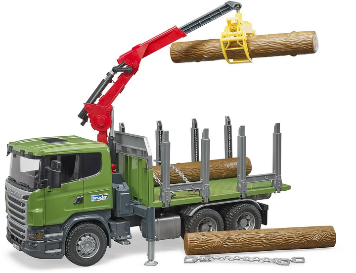 Zabawka Ciężarówka do przewozu drewna Bruder Scania z dźwigiem i kłodami (03524) - obraz 3