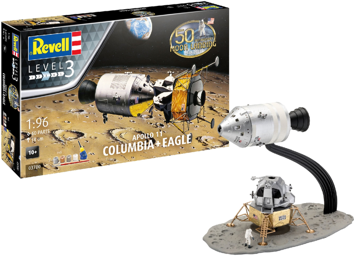 Zmontowany moduł dowodzenia Revell model Columbia i moduł księżycowy Orel misji Apollo 11. W 50. rocznicę lądowania na Księżycu. Skala 1:96 (03700) - obraz 2