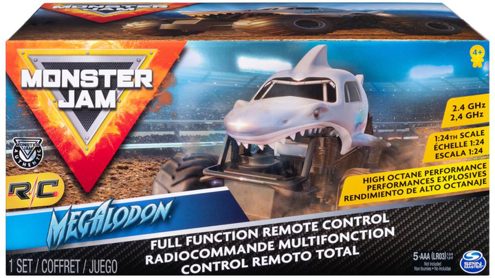 Samochód zdalnie sterowany Spin Master Monster Jam Megalodon RC 1:24 w pudełku 14.5x28.5x15 cm (6044952) - obraz 4