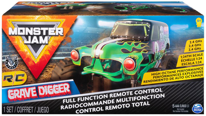Samochód zdalnie sterowany Spin Master Monster Jam Grave Digger RC 1:24 w pudełku 14.5x28.5x15 cm (6044955) - obraz 4
