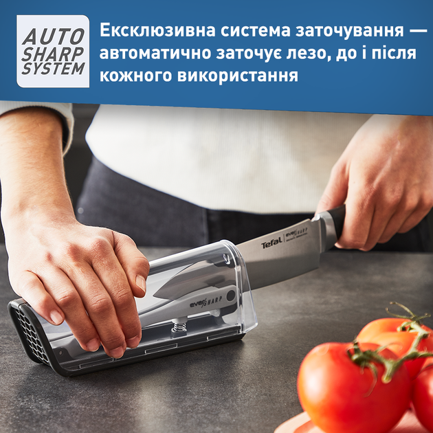 Комплект Tefal Eversharp Нож с чехлом-точилкой 16.5 см (K2569004) - Фото 4 Комплект Tefal Eversharp Нож с чехлом-точилкой 16.5 см (K2569004) - изображение 4