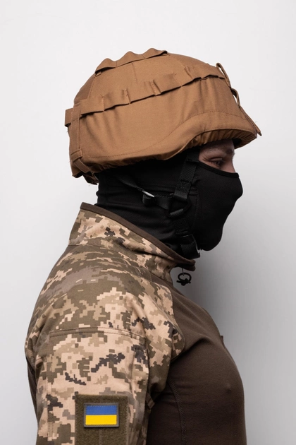 Кавер на каску МИЧ с креплением для очков шлем маскировочный чехол на каску Mich армейская Кайот - изображение 2