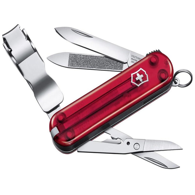 Ніж складаний, мультитул Victorinox Nailclip (65мм, 8 функцій), червоний прозорий. 0.6463T - зображення 1