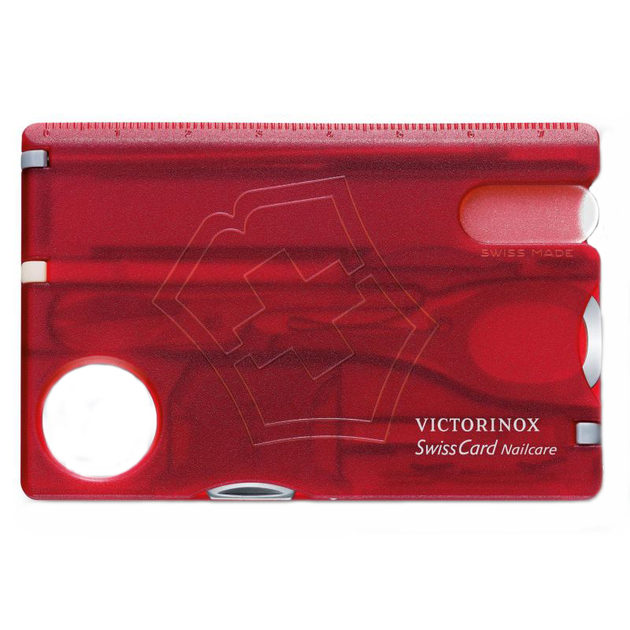 Набір Victorinox Swisscard Nailcare (82x54x4мм, 13 функцій) червоний прозорий 0.7240.T - зображення 1