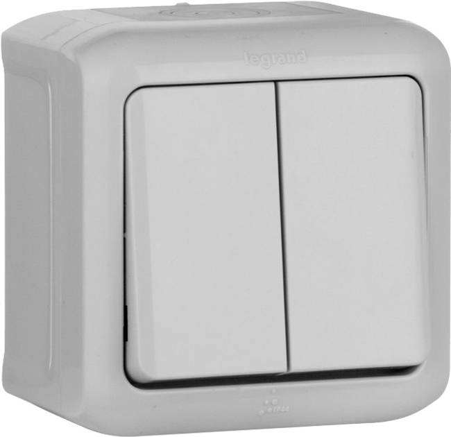 Переключатель 2-клавишный Legrand Forix IP44 10 A Серый (782381) – фото ...