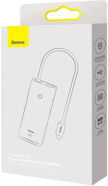 USB Hub Baseus Lite Series 6-Port Type-C HUB Docking Station (WKQX050001) - obraz 6